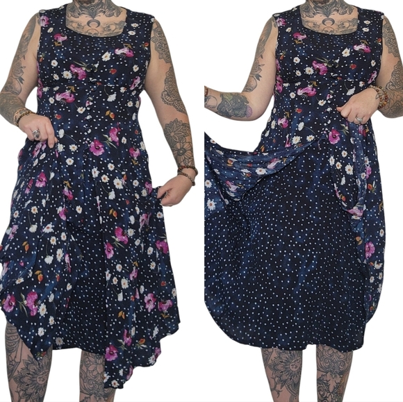 Vintage floral polkadot buttondown dress - Picture 2 of 10